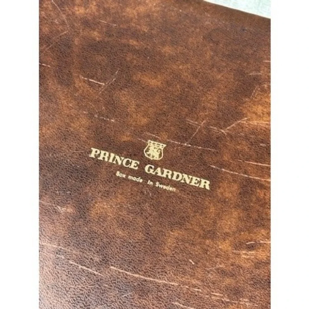 Vtg Prince Gardener Jewlery Box Brown Brass Trim Two Tier Valet Organizer